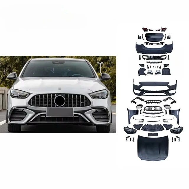 

For W205 C Class Upgrade W206 C63 BodyKit Front Rear Bumper Grille Spoiler Side Skirt Hood Fender Headlight Bumper Kits