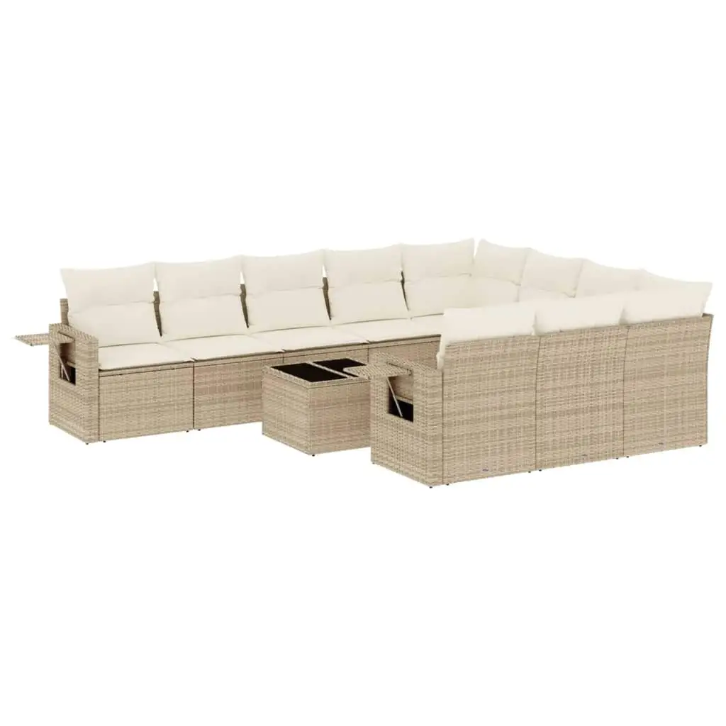 Set Sofa Taman Modular Besar Rotan PE Krem