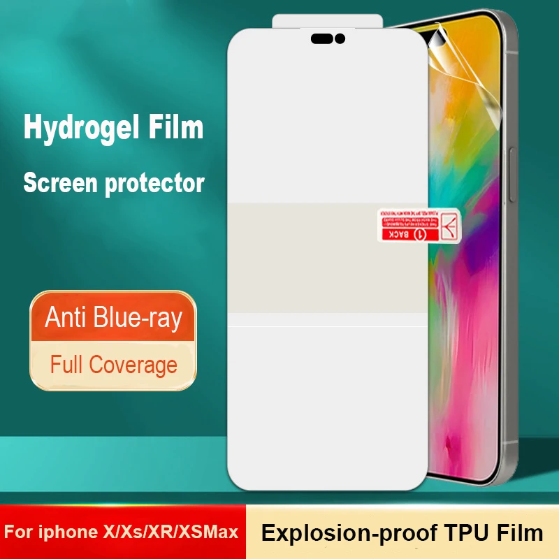 

100pcs Anti Blue Light Full Cover Hydrogel Film For iphone Xs XR XsMax iphoneX XMax Screen Protector For Apple Cellphone