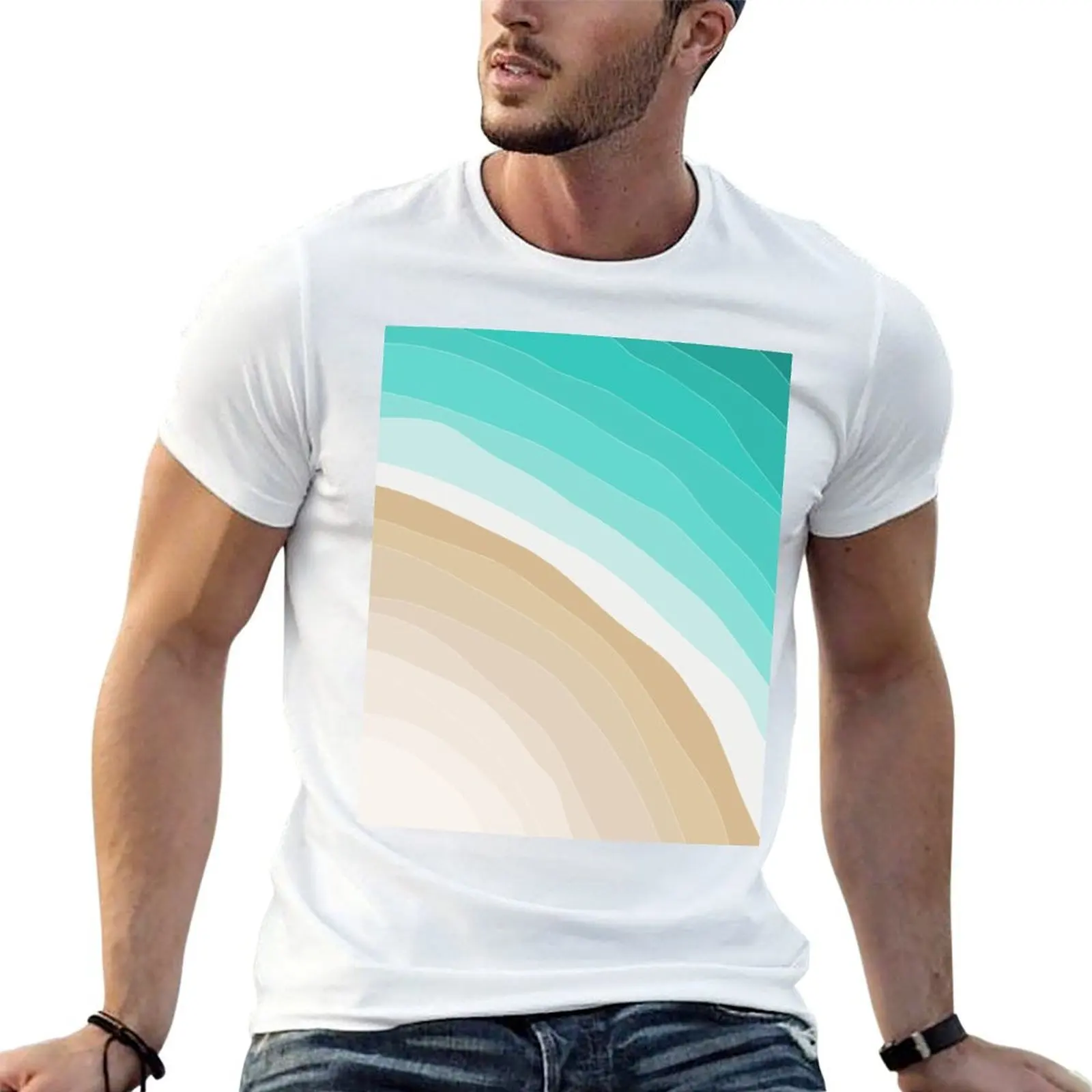 

Tropical Beach Aerial 02 Turquoise T-Shirt t shirt custom print t shirts for man graphic funny T-Shirt