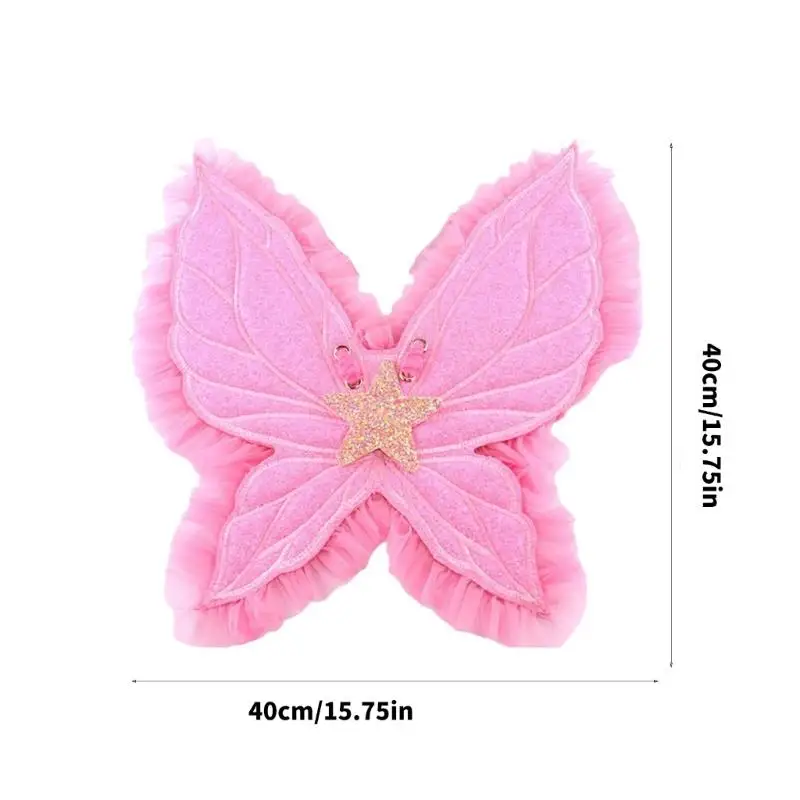 U13F زخرفة الجناح الخلفي على شكل فراشة من القماش المريح مع أربطة قابلة للتعديل وعصا مناسبة لمرحلة الأحداث التنكرية للأميرة