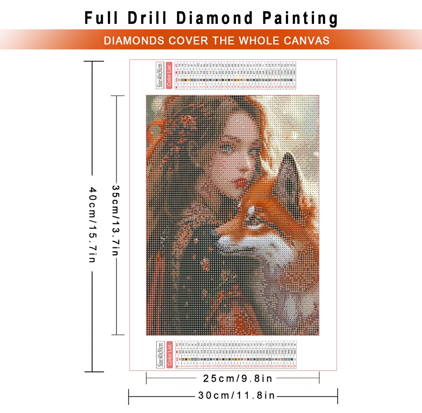 AZQSD Diamond Painting Girl Dog Portrait Mosaic 30x40cm 5d Diy Animal Embroidery Mosaic Cross Stitch Full Round Drill Home Decor