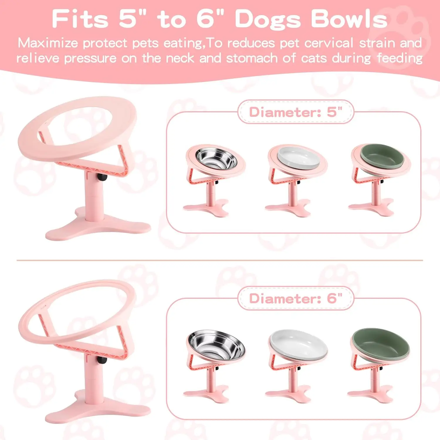 Elevated Dog Bowls Holder Dog Food Container Cat Litter Box Adjustable Height Pet Food Bowl Stand Feeder Table Puppy Accessories