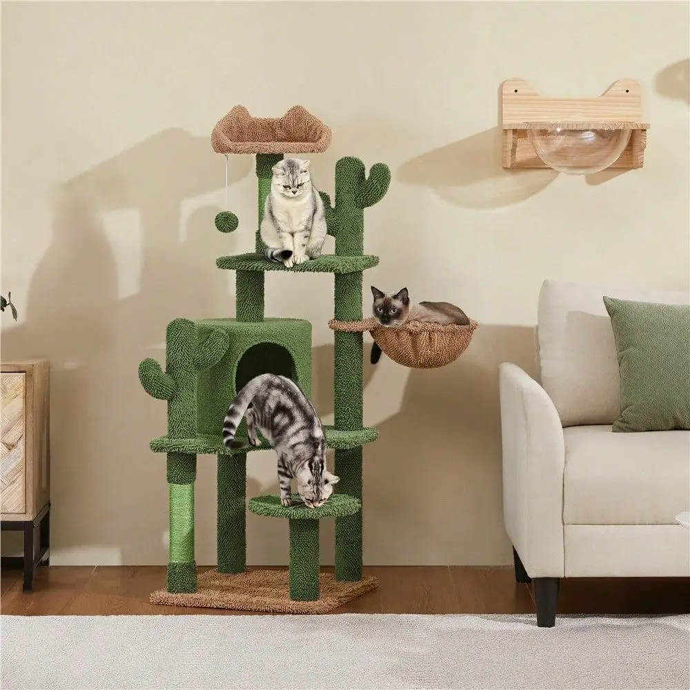 

1PC MultiLevel Cat Tree Tower With Sisal ching Posts, Condo, Basket, Toy, Plush Modern Cat Furniture For Indoor Cats