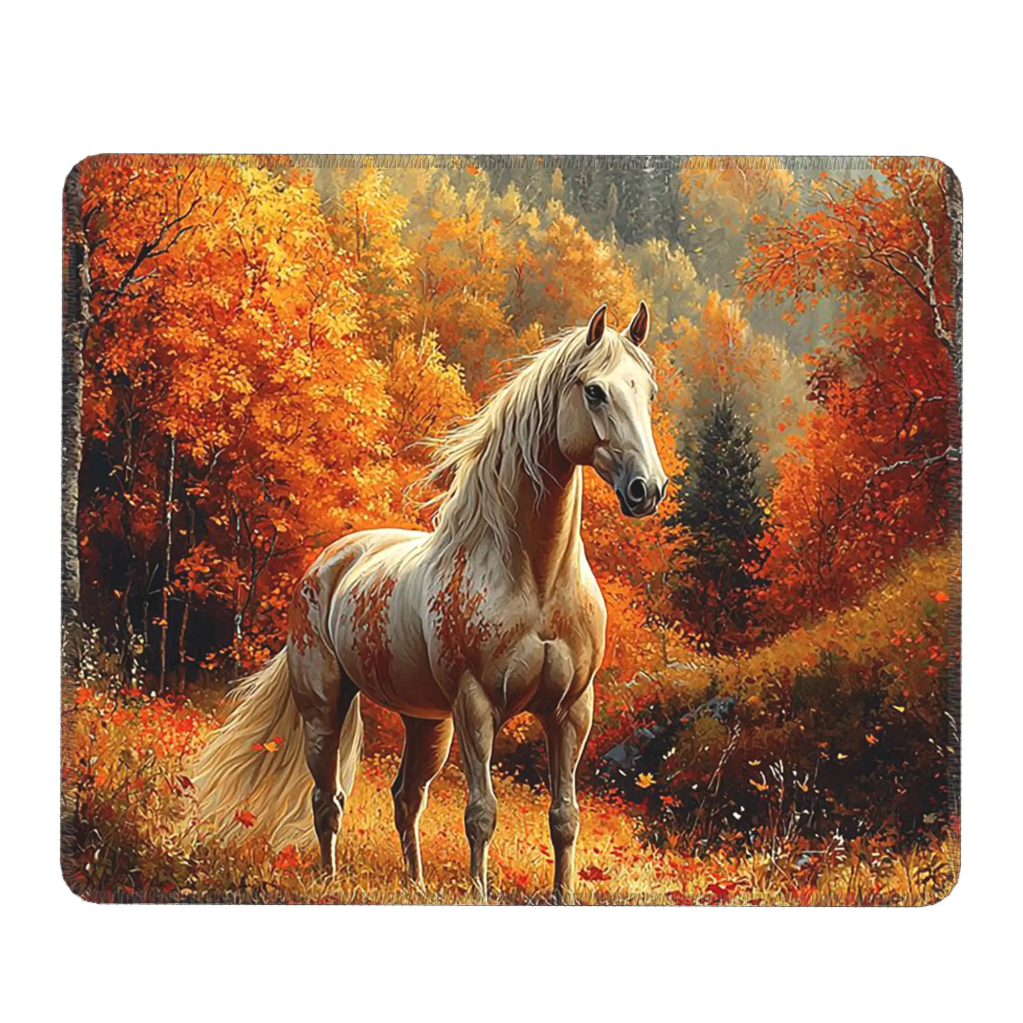 Horse Under The Autumn Leaves Tree Mouse Pad Computer Keyboard Mouse Mat Gamer PC Laptop Desk Mat Office Table Mats