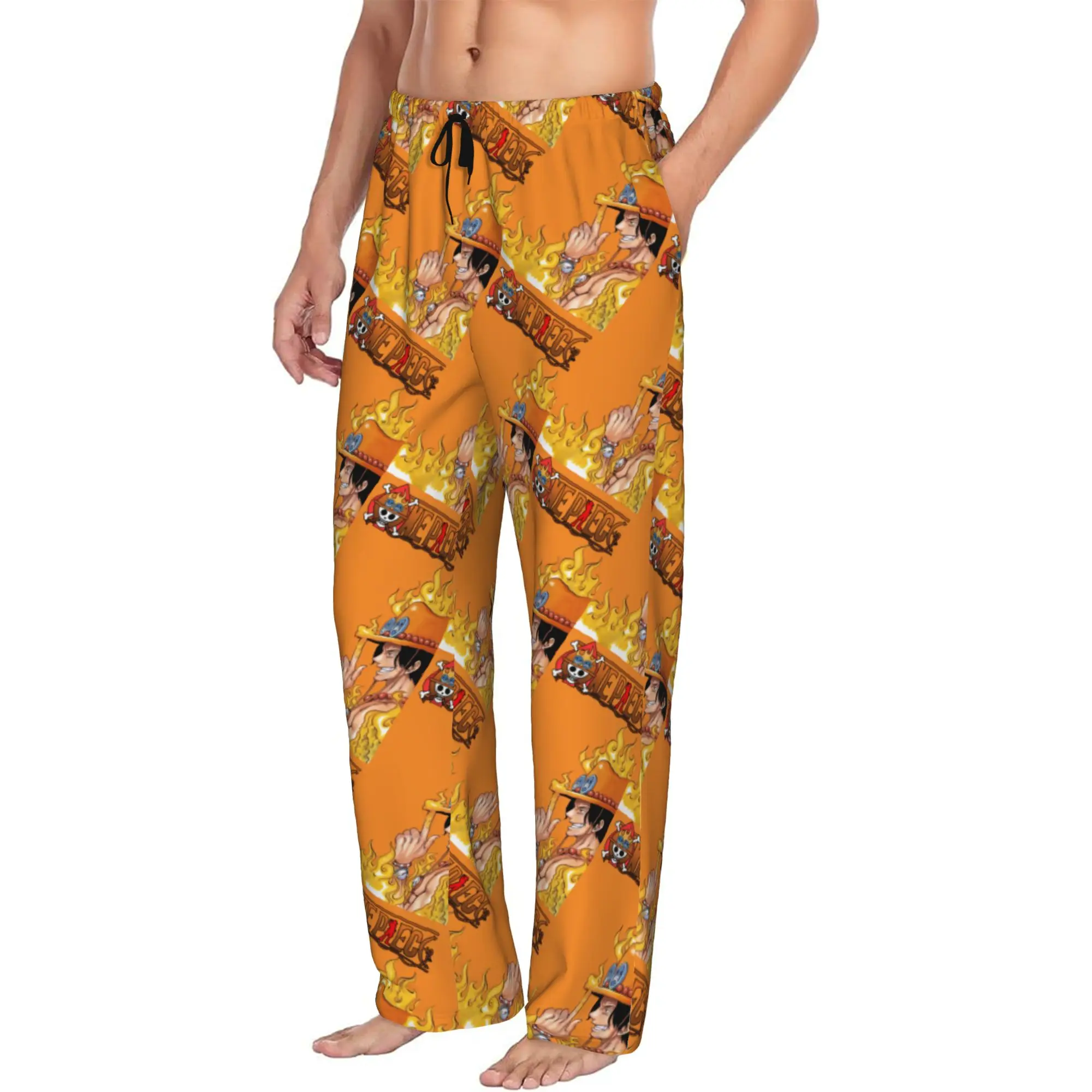 

Custom Ace Cartoon Japan Manga Pajama Pants Sleepwear Men Elastic Waistband Sleep Lounge Bottoms with Pockets