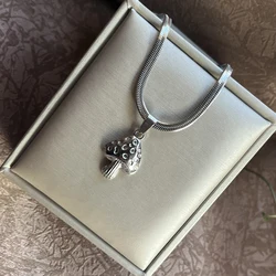 New 2024 Stainless Steel Flat Blade Snake Chain Necklace Mushroom Pendant Women Woman's Choker Jewelry for Women Gift Wholesale