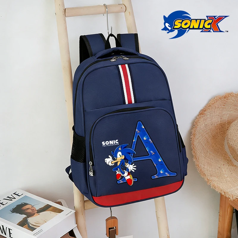 

Sonics Schoolbag Student Letter A-Z Printed Backpack Teenager Rucksack High-capacity Boys Cartoon Cute BookBag Birthday Gift New