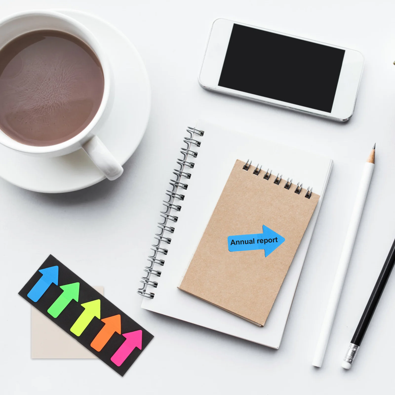 

4Pcs Arrow Note Index Stickers Self-Adhesive Labels Tearable Bookmarks for Organizing Study Work Office Travel