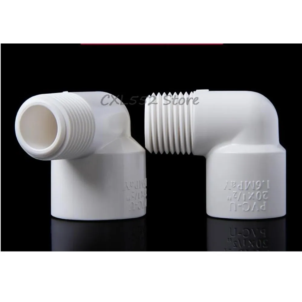 5 uds diámetro interior 20/25/32mm x 1/2 "3/4" 1 "rosca macho PVC blanco 90 ° Accesorios de tubería de agua con junta de codo de plástico