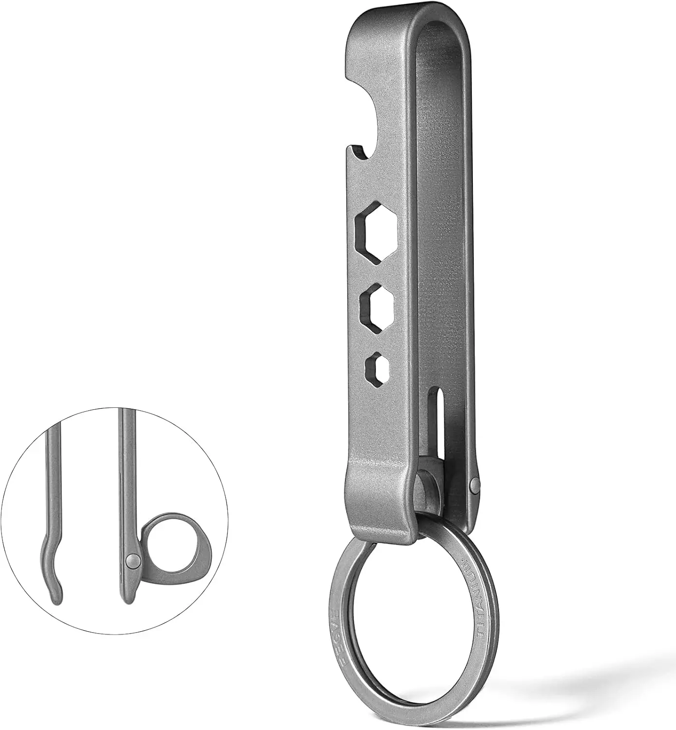 

Titanium Belt Key Chain Clip,EDC Belt Loop Keychain for Men,Key Ring Holder (L3-IN-1 Ti Belt Clip+32mm Titanium Key Ring)