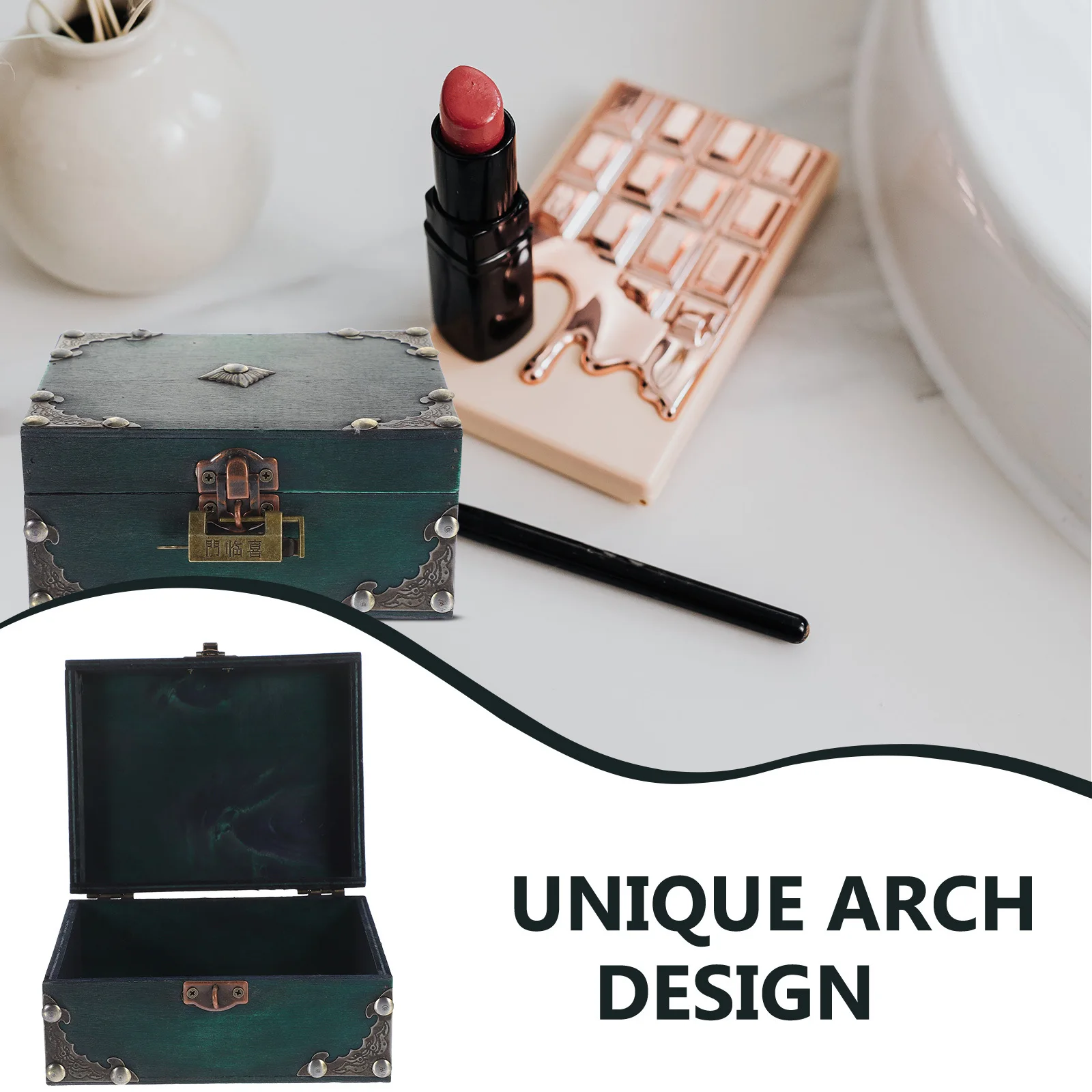 

Elegant Small Jewelry Storage Case Vintage Wood Trinket Box for Ring Pendant Necklace Organizer Travel Home Use