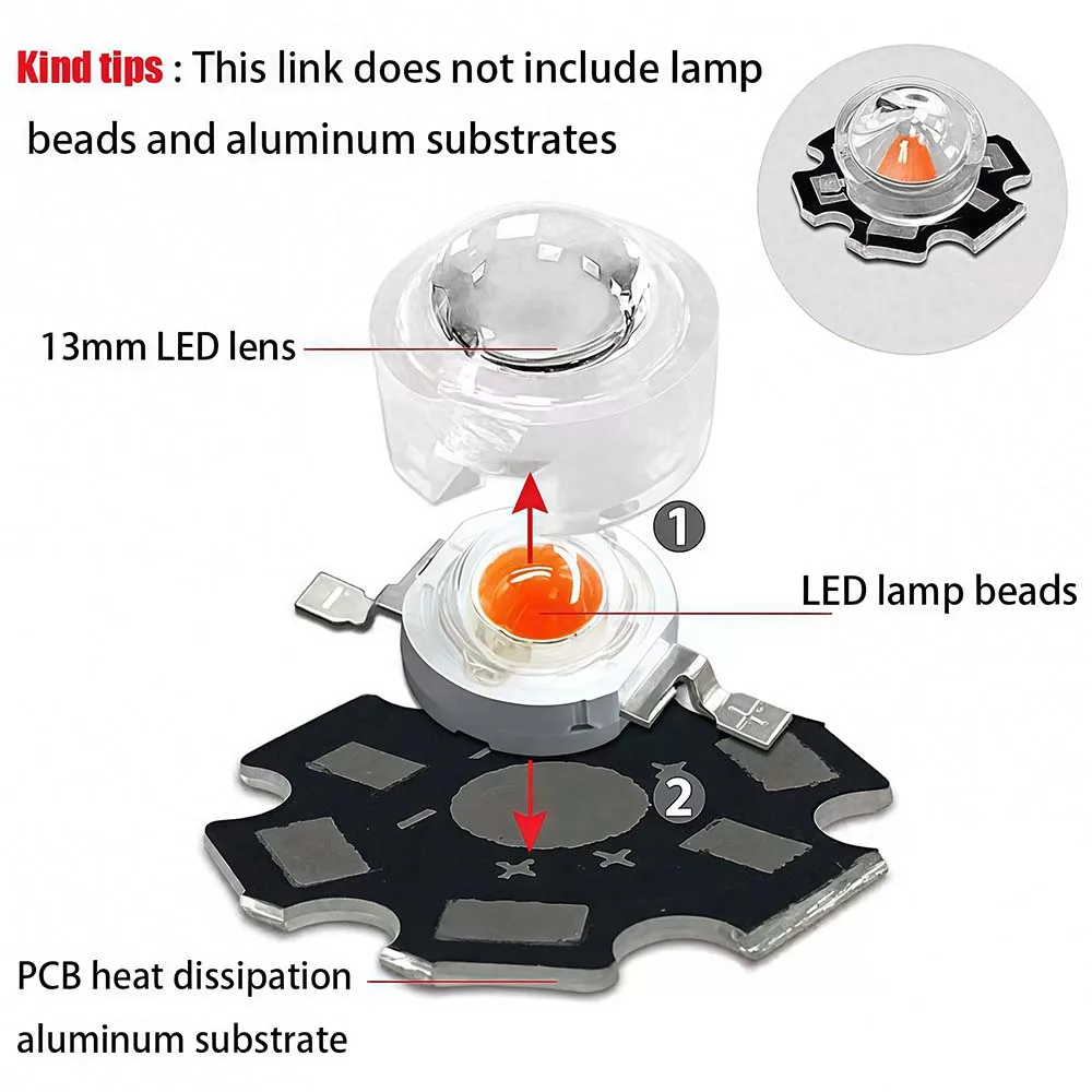 10pcs 1W 3W 5W 13mm IR LED Mini Lens 15 30 45 60 90 100 Degree Needn't Holder High Power LED Diode Convex Reflector Collimator image 3