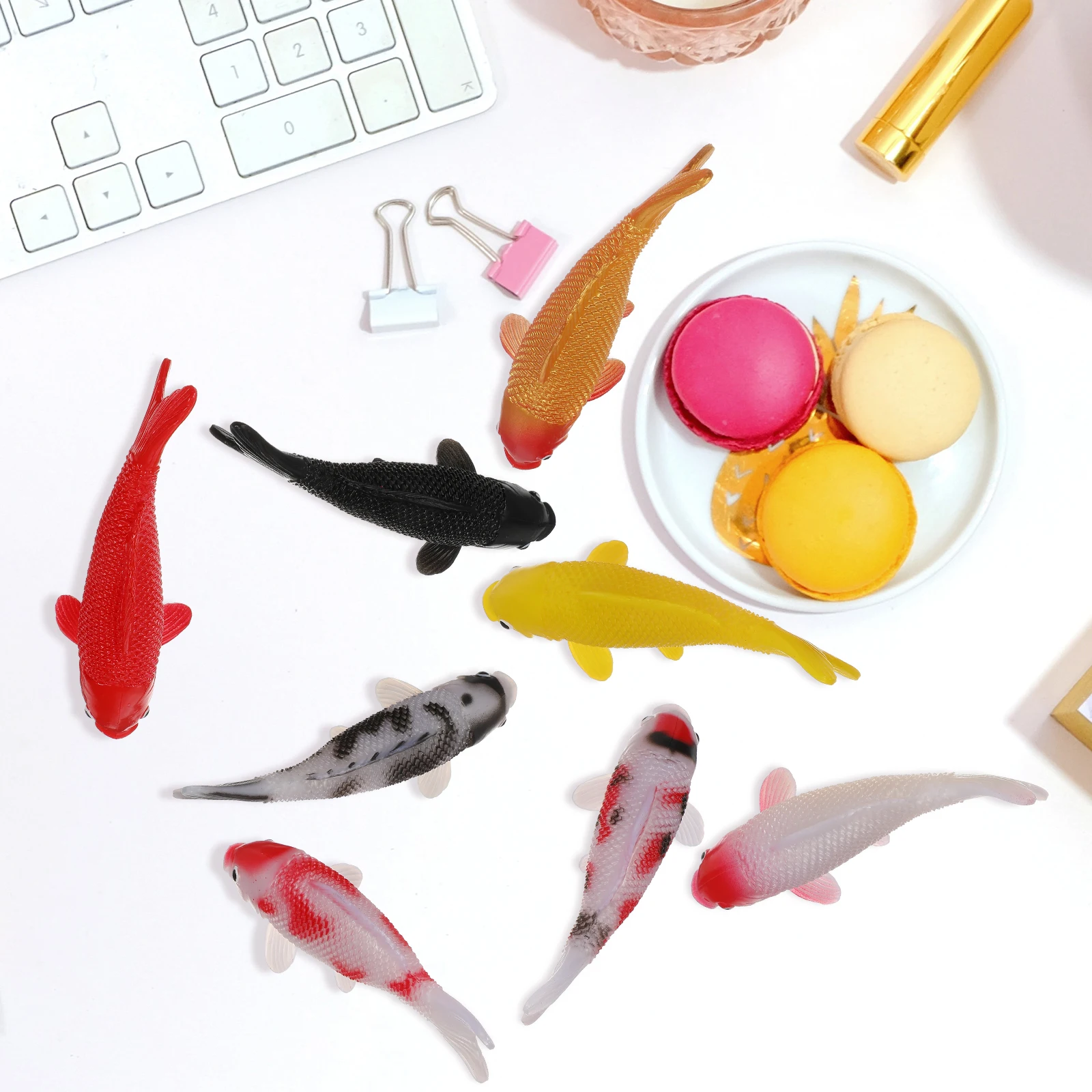8 Pcs Koi Goldfish Fake Decoration Bulk Aquarium Tank Prop Artificial Model Toys Miniature