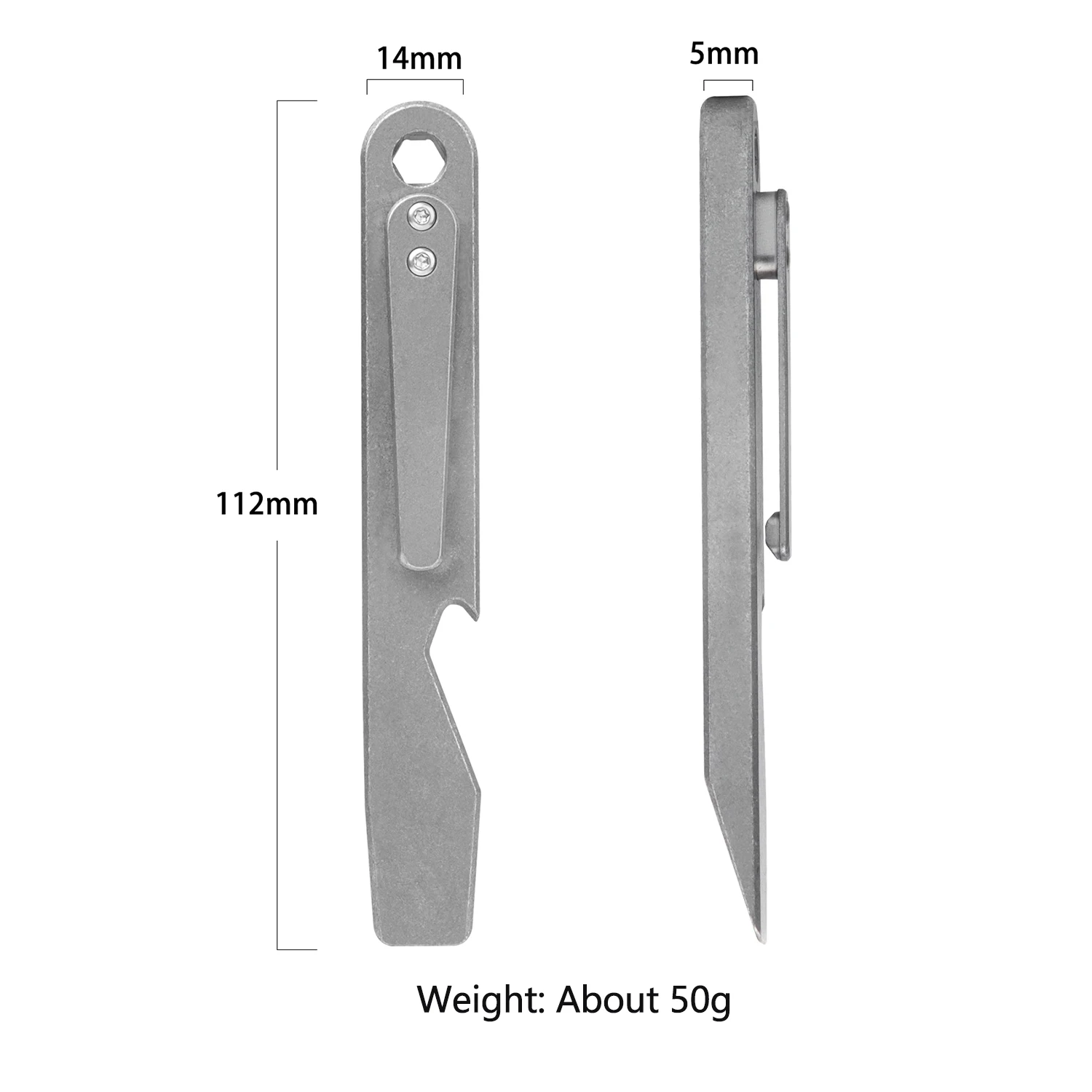 Titanium Pry Bar Outdoor EDC Crowbar Bottle Opener Camping Mountaineering Helper With Pen Clip Hanging On Backpack FC01