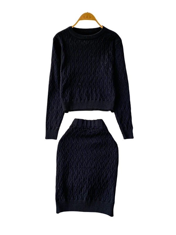 

Women's Faionable Two-Piece Set Winter Outfit Personali Sweatirt Lazy Sle Soft Long Sve Knit High Waist Skirt