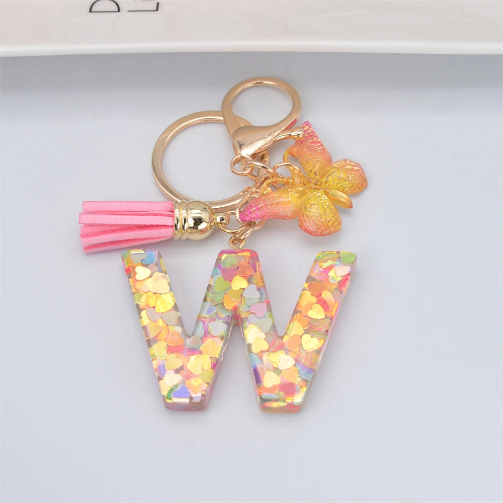 Mode DIY A-Z Buchstaben schlüsselbund Metall Halter Pendent Schlüssel Kette Frauen Auto Schlüssel Ring Einfache Brief Name Schlüssel Party geschenk Schmuck – Detail 8