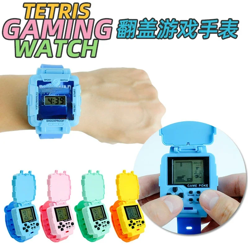 Jam Tangan Puzzle Anak-anak Jam Tangan Mainan Klasik Konsol Game Kartun Genggam Jam Tangan Elektronik Retro Jam Tangan Anak-anak Hadiah Natal untuk Anak Laki-laki Perempuan