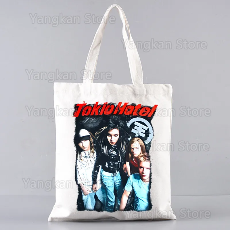 Rock Band Tokio Hotel Music Harajuku Canvas Shoulder Tote Bag Handbags Eco Shopping Bag Vintage Fashion Ulzzang Bags