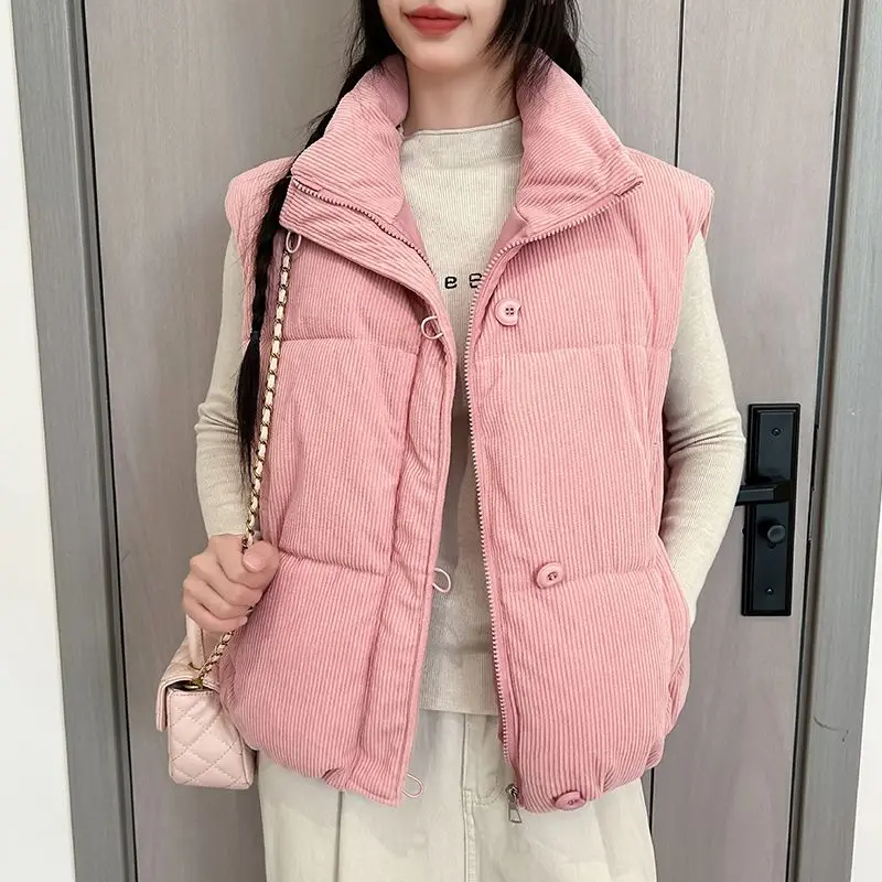

Autumn and Winter Down Cotton Vest Women's Jacket Warm Cotton Jacket 2025 New Stand-up Collar Top