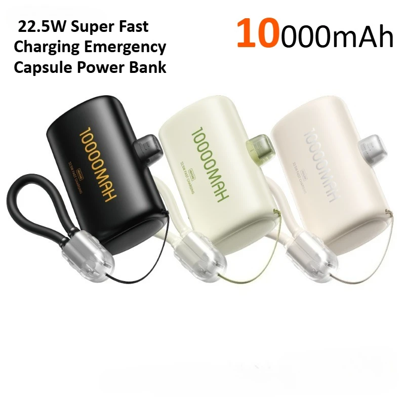 

10000mAh PD 22.5W Super Fast Charging Emergency Capsule Power Bank Compact and Portable Battery for IPhone 15 16 Samsung Huawei