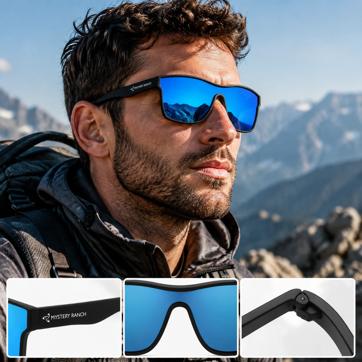 Mysterious Ranch Polarized Men's Sunglasses UV400 Anti glare Glasses Box Packaging Kit Tool Backpack