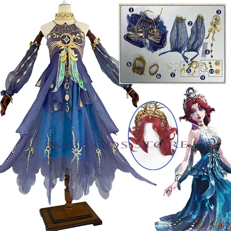 2025 11 ستار الهوية الخامس Naiad تأثيري فستان الأميرة موحدة الدعامة شعر مستعار مجموعة هالوين حفلة اللعب نعمة الزي ل Wo #2
