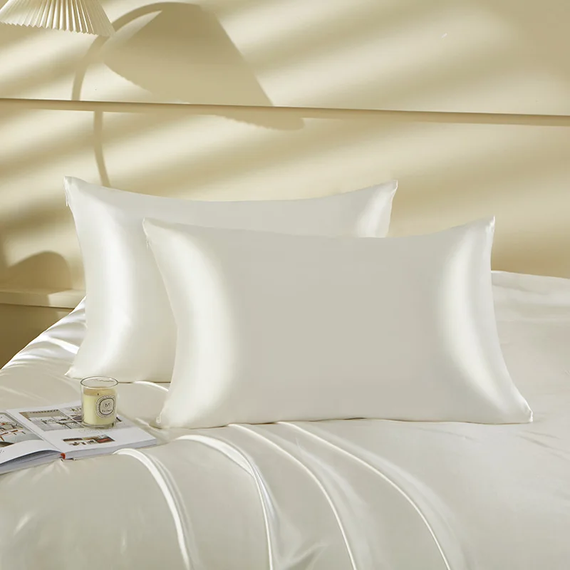 

Meicarelife - Bed Pillowcase 100% Mulberry Silk - Invisible Zipper Design Ice Texture. No Insert Included