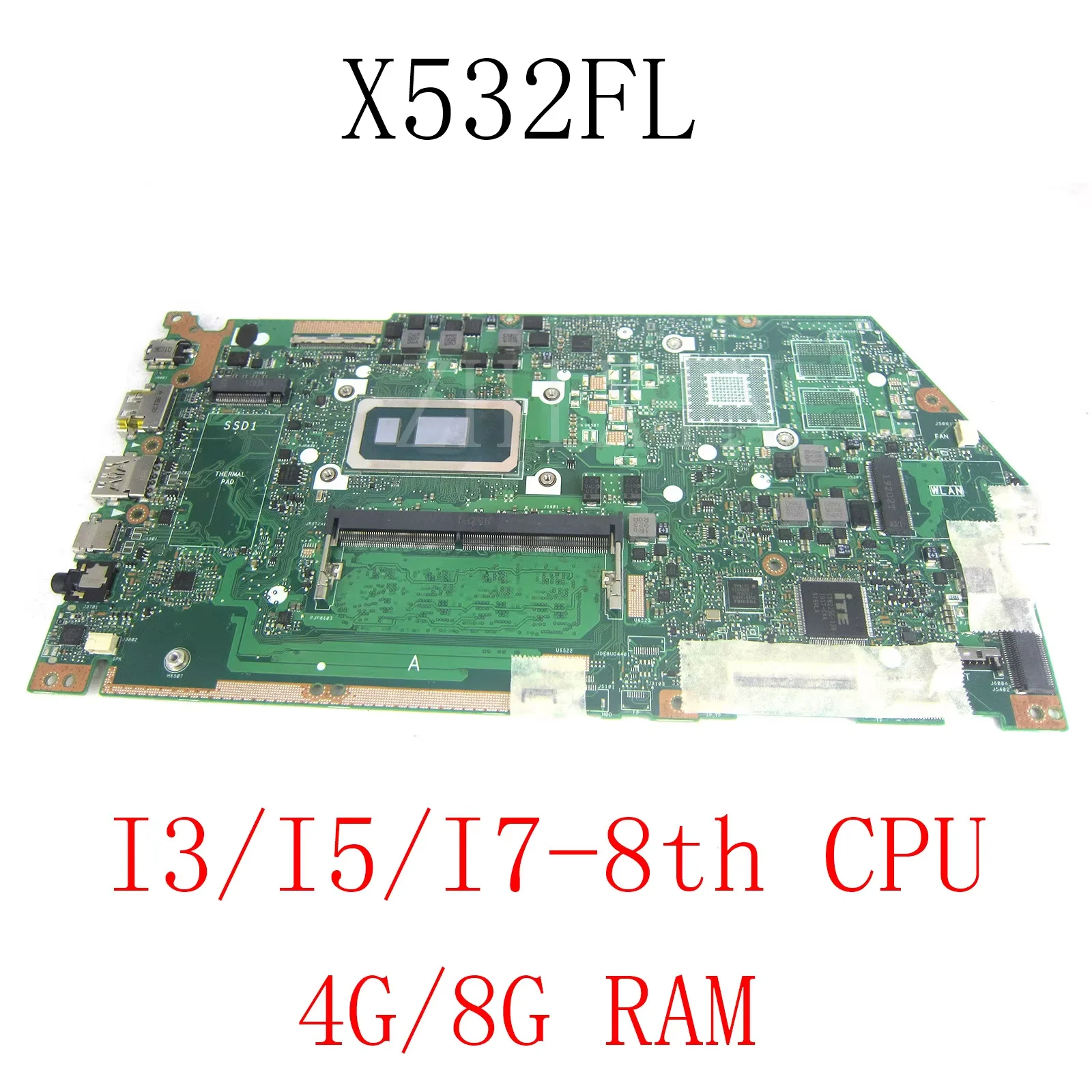 

Материнская плата X532FL для Asus X531FL X532FLC X532FAC X532F X532FL S531F, материнская плата для ноутбука с i3 i5 i7 8-м/10-й процессор, 4 ГБ/8 ГБ ОЗУ