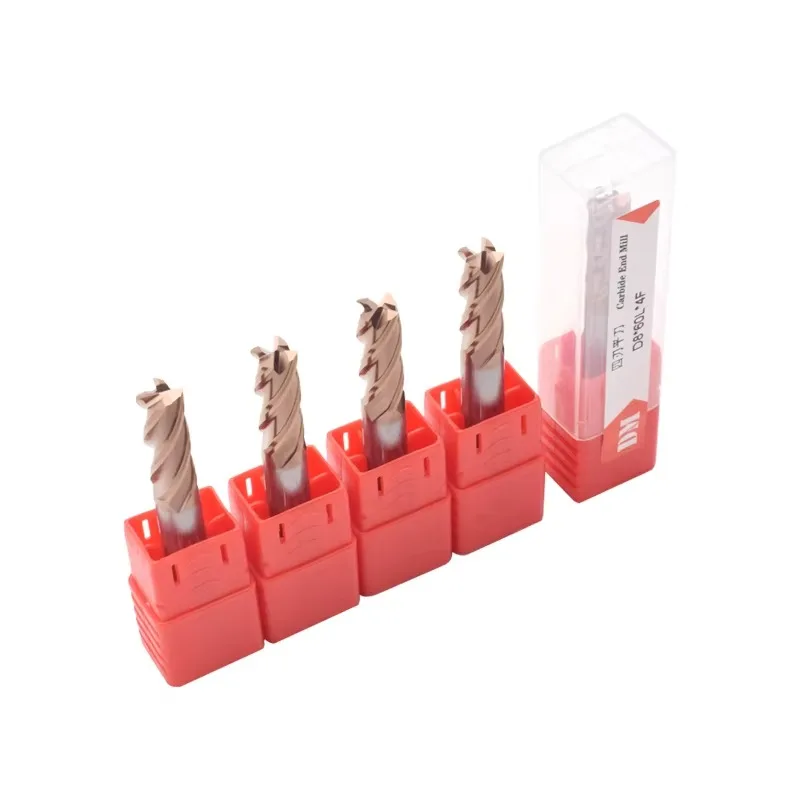 4 Flutes AlTin Coated Conventional Milling 55HRC Solid Carbide End Mill CNC Tools for Engraving Machine & TURNING CENTER