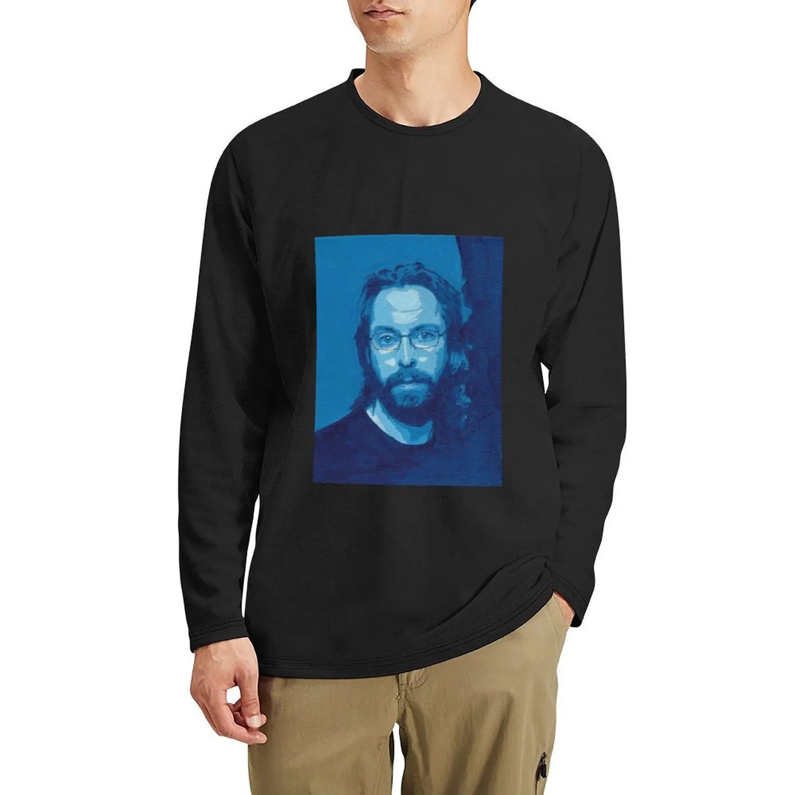 

Martin Starr Blue Portrait Long T-Shirt man clothes Tee shirt vintage clothes mens tall t shirts