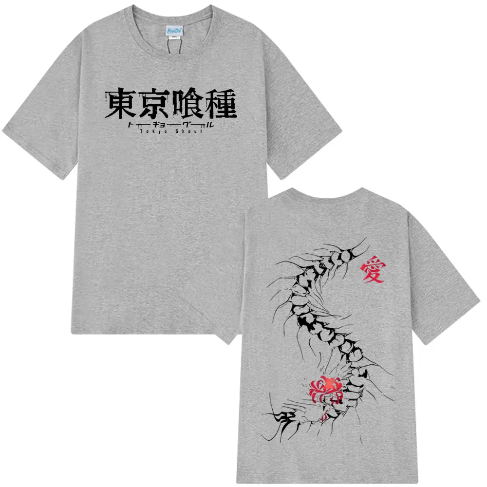 อะนิเมะโตเกียวกูล คานากิ เคน แมงมุมเสื้อยืดผู้ชายผู้หญิงแฟชั่นผ้าฝ้ายคุณภาพสูงหลวมแขนสั้นเสื้อยืดคุณภาพสูง