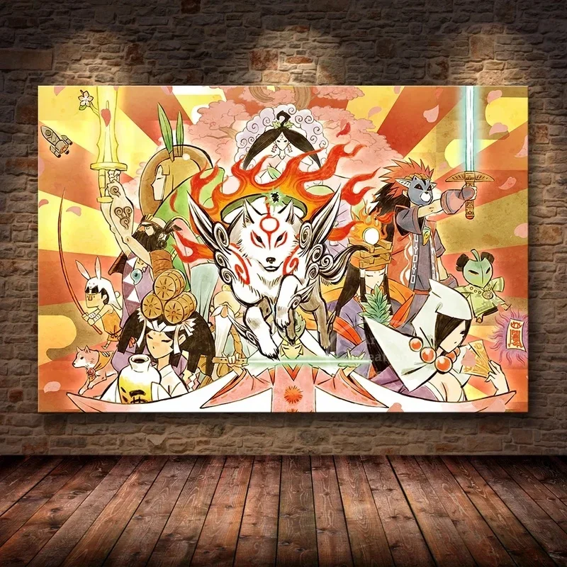 Popular Game Okami Canvas Poster Cartoon HD Paint Wall Art Prints for Modern Bedroom Boys Room Home Art Decor Poster Pictures