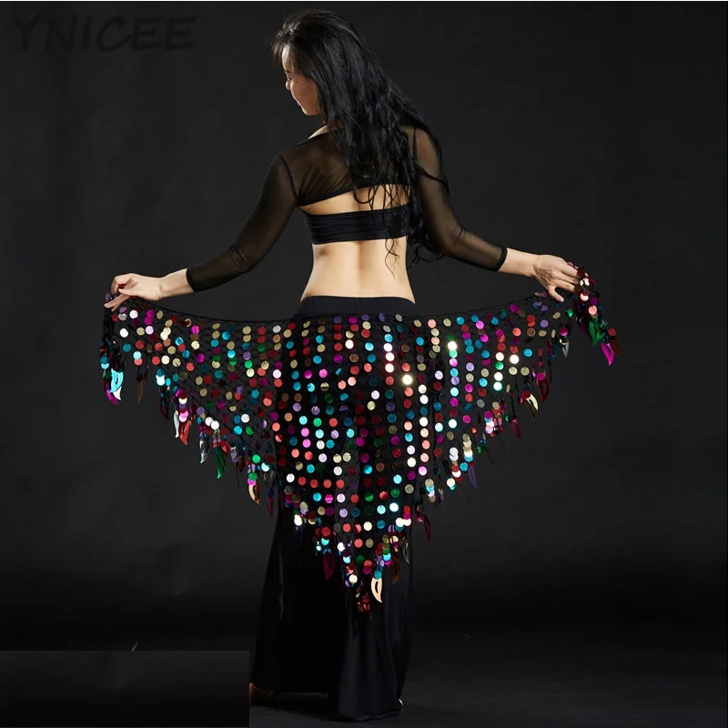 Sciarpa dell'anca di danza del ventre con paillettes da donna Festival Danza del ventre Nappa Gonna avvolgente Cintura Gonna Hipskirt Accessori per costumi Musica