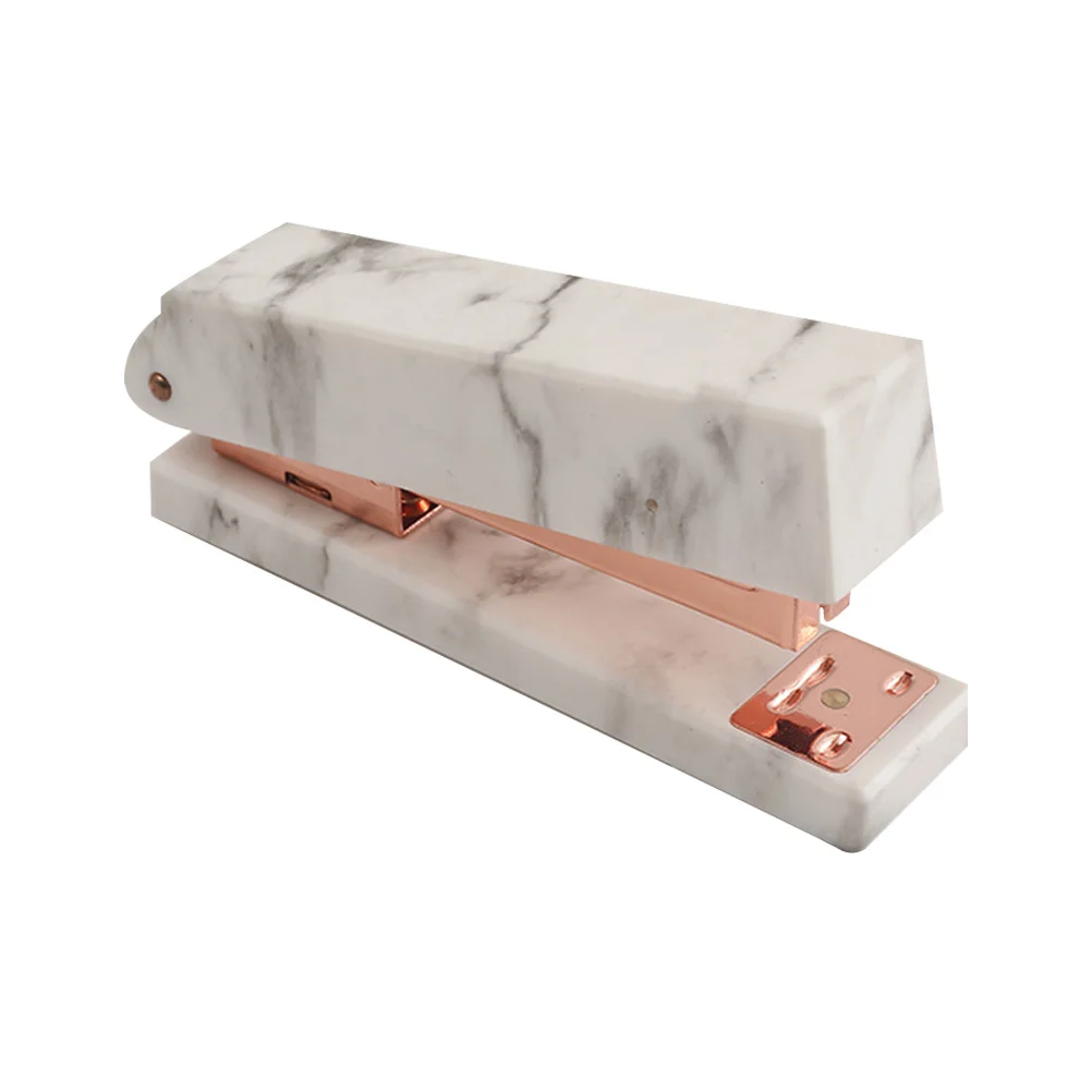 

Marble Pattern Hand Stapler Rose Golden Modern Desktop Stapler for Home Office School Use Ergonomic Design Stationery Supplies