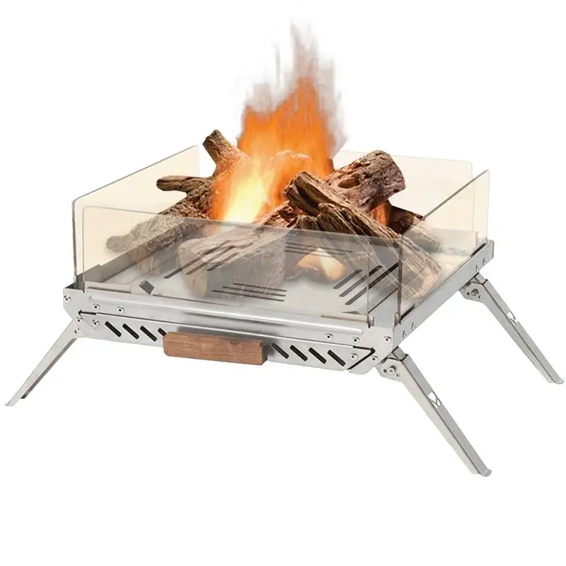 

Camping Folding Bonfire Stove Portable Firewood Burner Camping Wood Stove Folding Camping Stove Glass Burning for hiking picnic