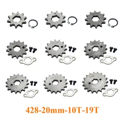 Front Engine 428# 10T 11T 12T 13T 14T 15T 16T 17T 18T 19T Teeth 20mm Chain Sprocket With Retainer Plate Locker For KAYO BSE SSR