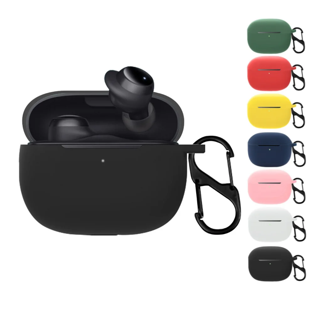 Защитный чехол из жидкого силикона с металлическим крючком, портативный чехол для беспроводной гарнитуры, полноразмерный противоударный чехол для Redmi Buds 3 Lite
