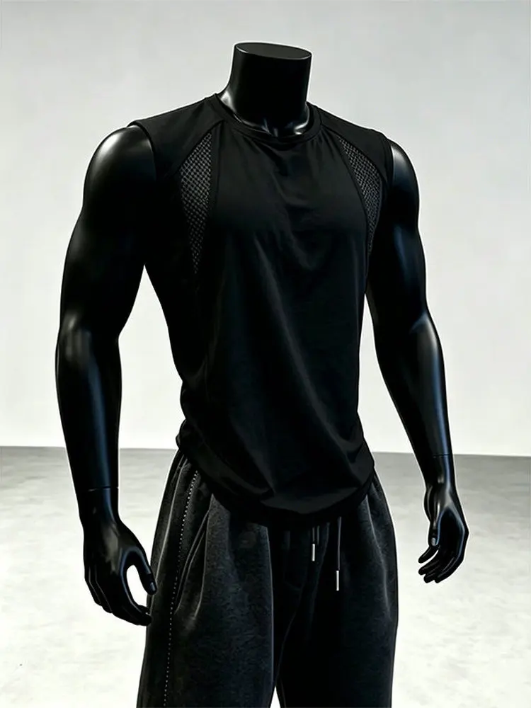 American Deconstructed Mesh Quick Dry Sports Vest Men Summer High Sensation Cool Handsome Sleeveless T-shirt Fitness Shoulder...