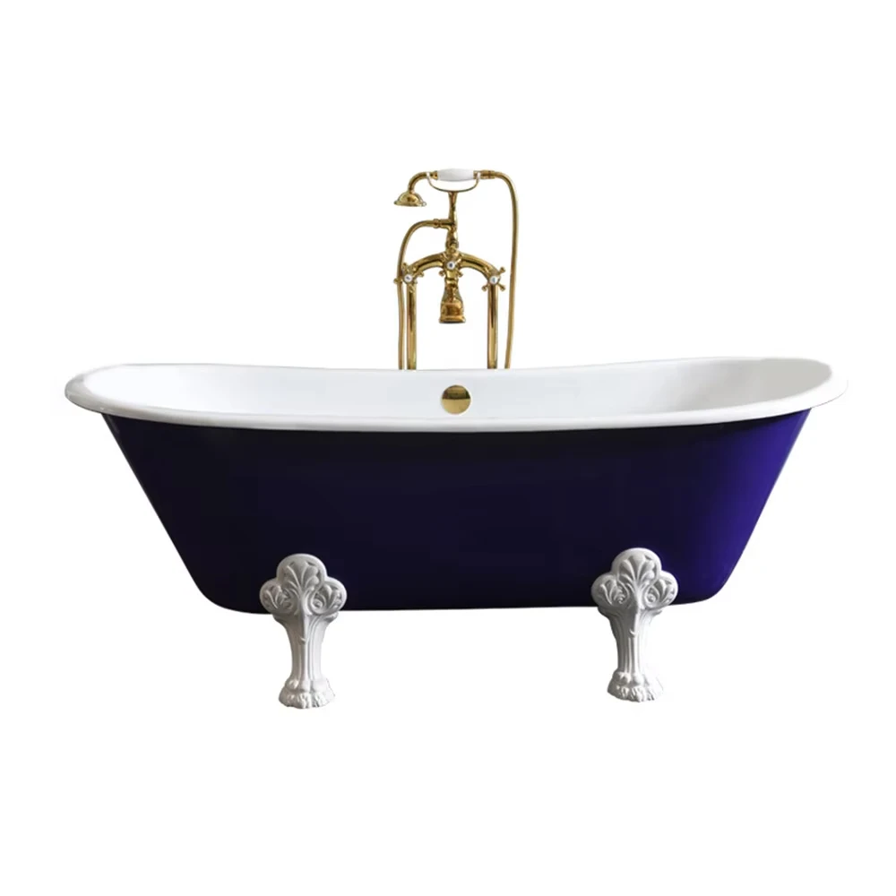 Bañera de lujo independiente de 67 ", bañera de hierro fundido con doble extremo esmaltado, patas de garra, multicolor, personalizada, sw1022