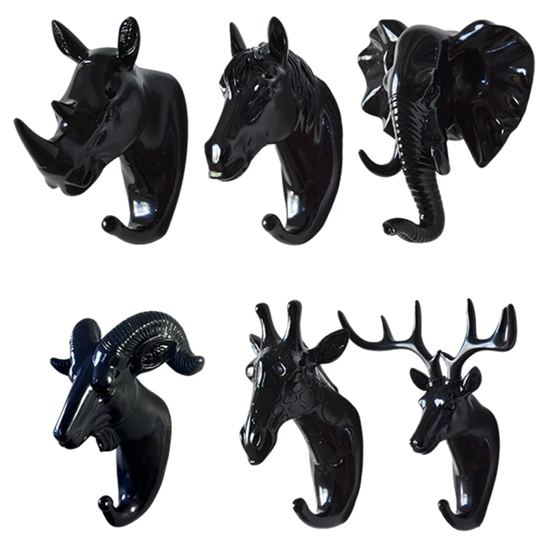 

Крючок для полотенец, настенная вешалка с головой оленя, вешалка для одежды, украшение для комнаты, крючок для украшения стен, прочный, простой в установке, 6 шт.-LICG