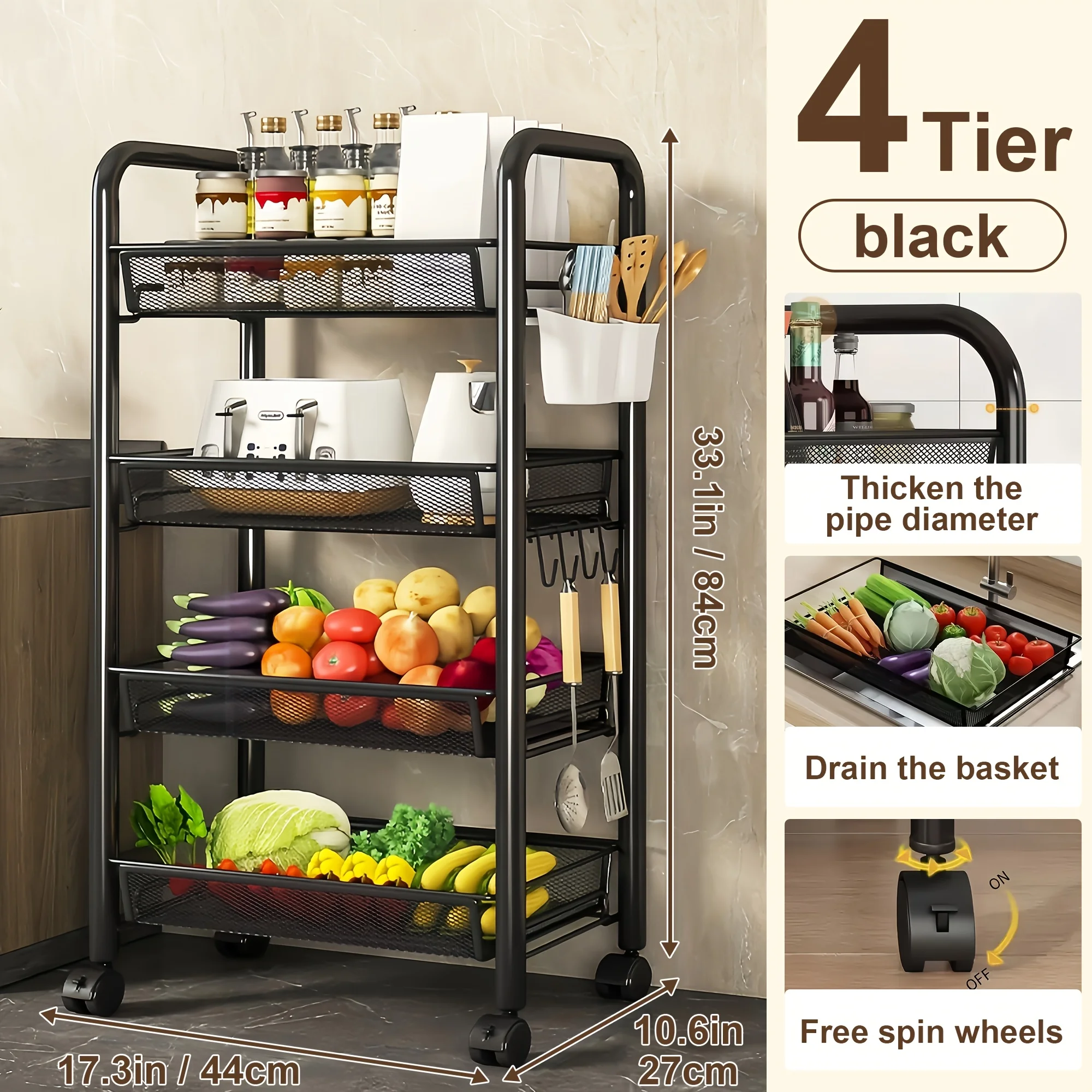 Picture 3: Multifunctional Multi-tier Rolling Storage Trolley – A Compact,space-saving Storage Unit in The Bathroom,kitchen and Living Room