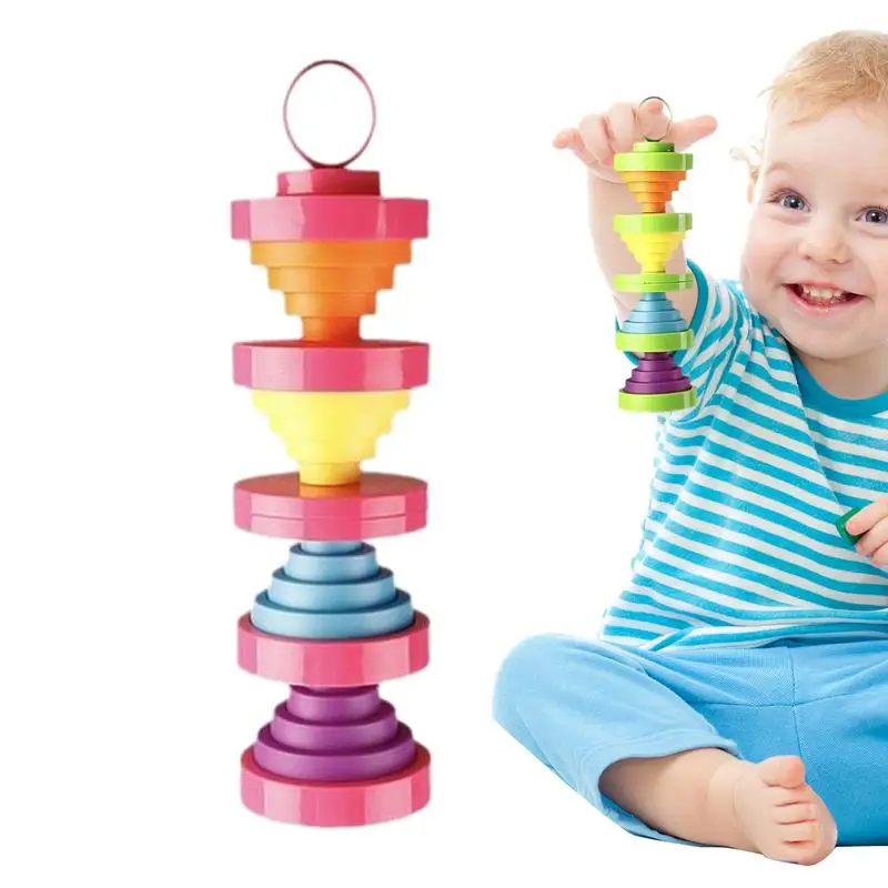 Fidget Stack Lantern Interactive Learning Toy Montessori Stacker Toy Carrot Tower Fidget Stacking Toy Educational Stackable Toy