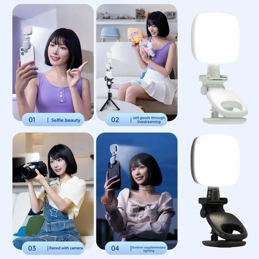 Clip on Portable LED Selfie Light Adjustable Brightness Removable Camera Fill Lamp 3 Color Light Soft Light Mini LED Flashes