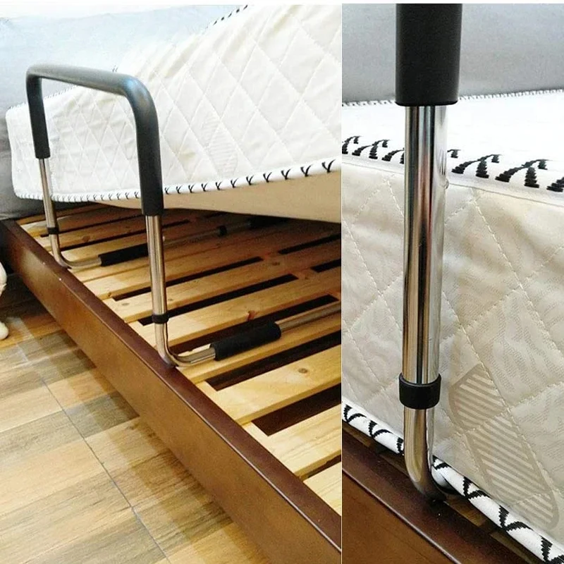 Adjustable height bed safety railing portable home bed assist handle rail for elderly seniors handicap kids