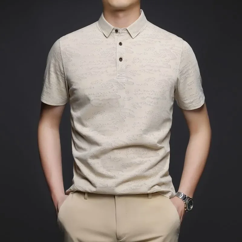 Washed Vintage T-Shirt Polo Shirt for Middle-Aged and Elderly Men, Solid Color Casual Top, British Style with Pockets, Washed and Distressed Craftsmanship, Nostalgic Retro Style with Faded Effect