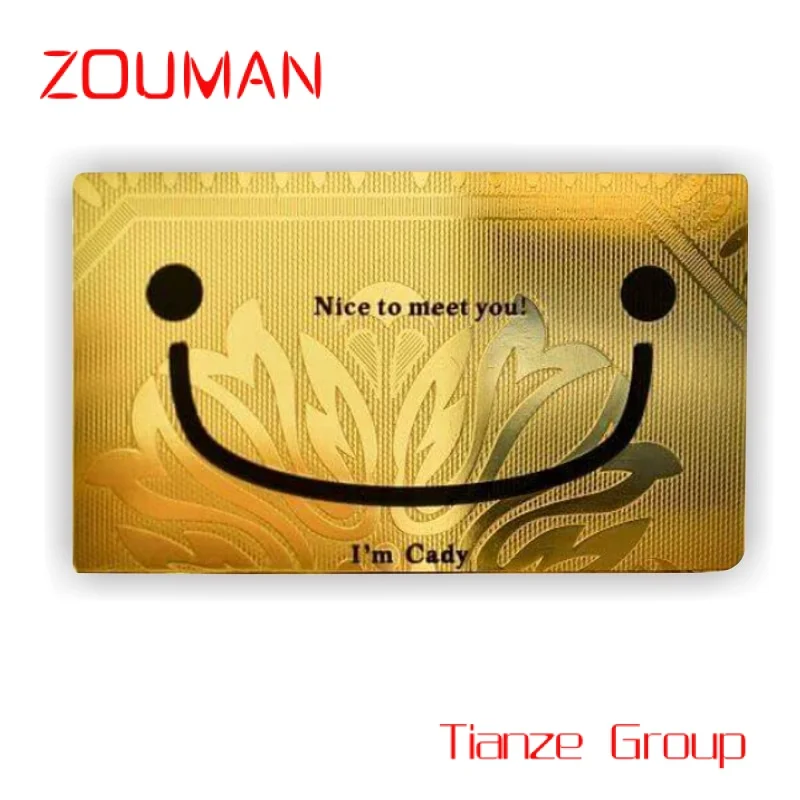 

Custom , custo eted u coltion brass 24K gold etal busins card