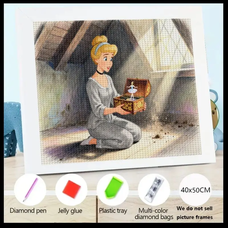 

1 шт. 5D DIY полный дрель комплект алмазной живописи, принцесса Золушка с волшебной музыкальной шкатулкой и сцены балерины, набор для рукоделия из мультфильма