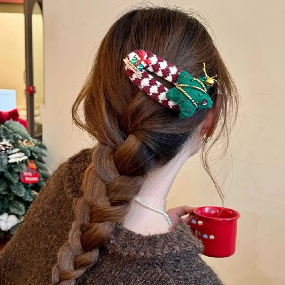 

Large Cartoon Christmas Tree Hair Clip Felt Elk Santa Claus Hairpin Sweet Headdress Xmas Wool Barrettes Daily
