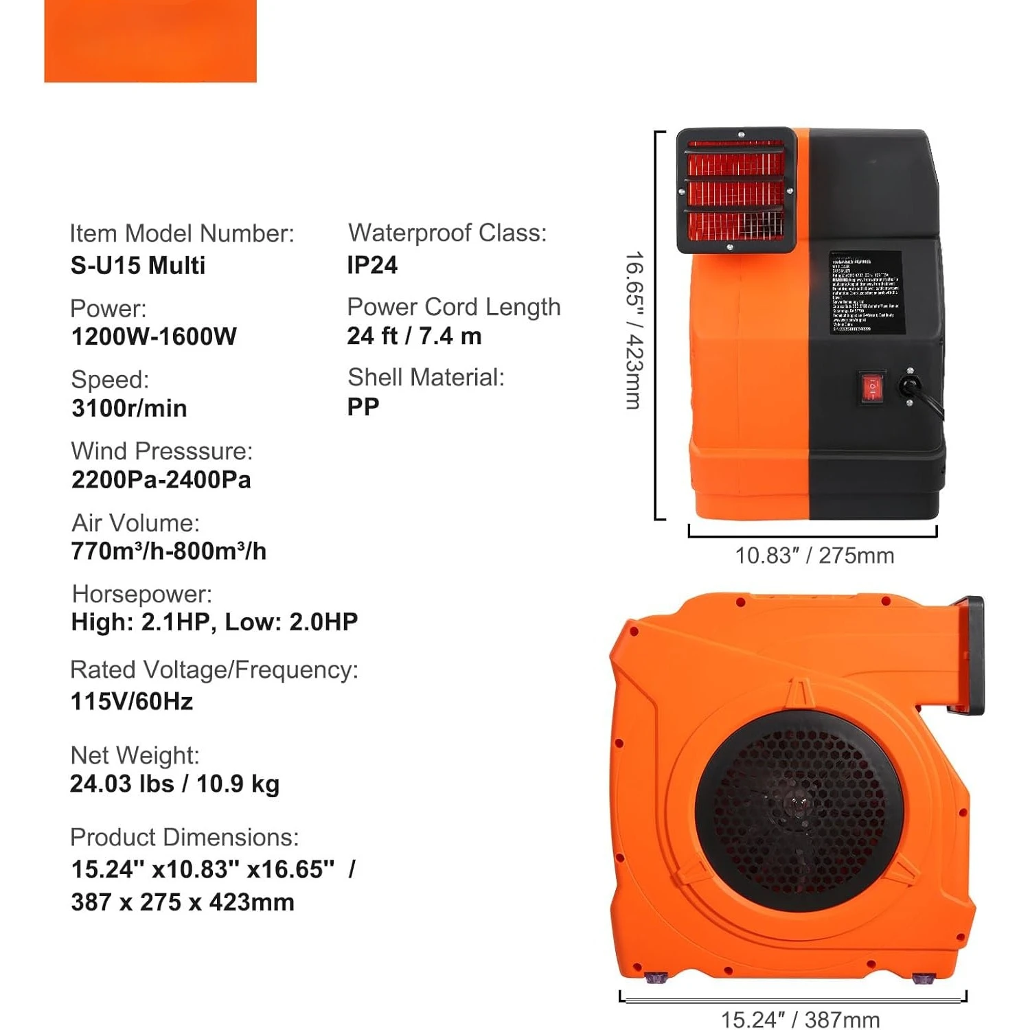 Inflatable Blower, 1500W, 2 & 2.1 HP Bounce House Blower, Pump Commercial Air Blower for Inflatables, 3100 RPM Bouncy Castle